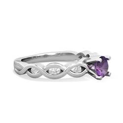 Amethyst Infinity 5Mm Round Engagement 14K White Gold ring R26315RD