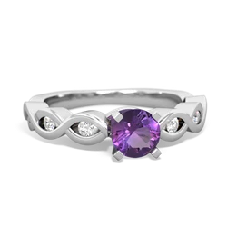 Amethyst Infinity 5Mm Round Engagement 14K White Gold ring R26315RD