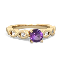 Amethyst Infinity 5Mm Round Engagement 14K Yellow Gold ring R26315RD