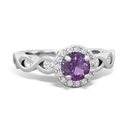 Amethyst Infinity Halo Engagement 14K White Gold ring R26315RH