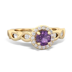 Amethyst Infinity Halo Engagement 14K Yellow Gold ring R26315RH