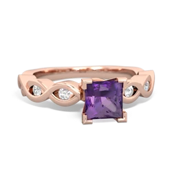 Amethyst Infinity 5Mm Square Engagement 14K Rose Gold ring R26315SQ