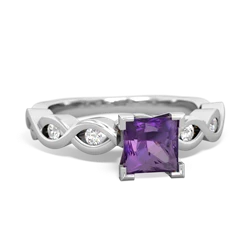 Amethyst Infinity 5Mm Square Engagement 14K White Gold ring R26315SQ