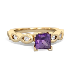 Amethyst Infinity 5Mm Square Engagement 14K Yellow Gold ring R26315SQ