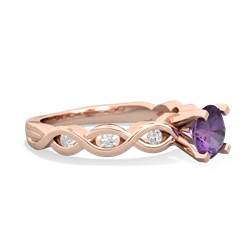 Amethyst Infinity 6Mm Round Engagement 14K Rose Gold ring R26316RD