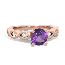 Amethyst Infinity 6Mm Round Engagement 14K Rose Gold ring R26316RD