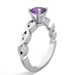 Amethyst Infinity 6Mm Round Engagement 14K White Gold ring R26316RD