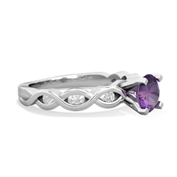 Amethyst Infinity 6Mm Round Engagement 14K White Gold ring R26316RD