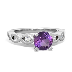 Amethyst Infinity 6Mm Round Engagement 14K White Gold ring R26316RD