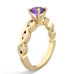 Amethyst Infinity 6Mm Round Engagement 14K Yellow Gold ring R26316RD