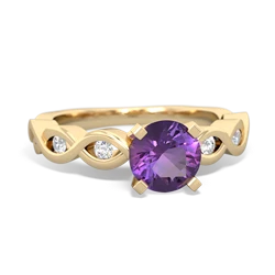 Amethyst Infinity 6Mm Round Engagement 14K Yellow Gold ring R26316RD