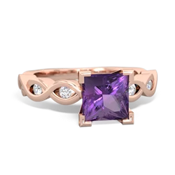 Amethyst Infinity 6Mm Princess Engagement 14K Rose Gold ring R26316SQ