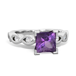 Amethyst Infinity 6Mm Princess Engagement 14K White Gold ring R26316SQ