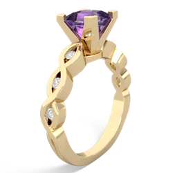 Amethyst Infinity 6Mm Princess Engagement 14K Yellow Gold ring R26316SQ