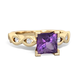 Amethyst Infinity 6Mm Princess Engagement 14K Yellow Gold ring R26316SQ