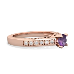 Amethyst Art Deco Engagement 5Mm Round 14K Rose Gold ring R26355RD