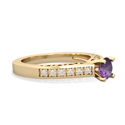 Amethyst Art Deco Engagement 5Mm Round 14K Yellow Gold ring R26355RD