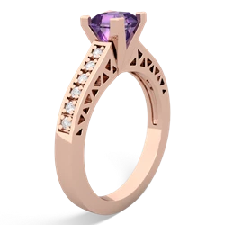 Amethyst Art Deco Engagement 5Mm Square 14K Rose Gold ring R26355SQ