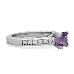 Amethyst Art Deco Engagement 5Mm Square 14K White Gold ring R26355SQ