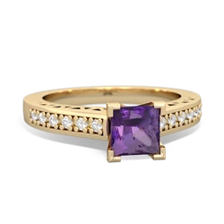 Amethyst Art Deco Engagement 5Mm Square 14K Yellow Gold ring R26355SQ