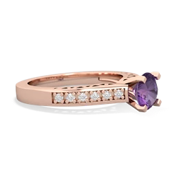 Amethyst Art Deco Engagement 6Mm Round 14K Rose Gold ring R26356RD