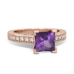 Amethyst Art Deco Engagement 6Mm Princess 14K Rose Gold ring R26356SQ