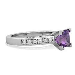 Amethyst Art Deco Engagement 6Mm Princess 14K White Gold ring R26356SQ