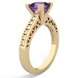 Amethyst Art Deco Engagement 6Mm Princess 14K Yellow Gold ring R26356SQ