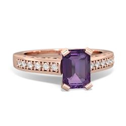 Amethyst Art Deco Engagement 7X5mm Emerald-Cut 14K Rose Gold ring R26357EM