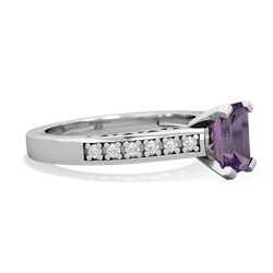 Amethyst Art Deco Engagement 7X5mm Emerald-Cut 14K White Gold ring R26357EM