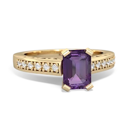 Amethyst Art Deco Engagement 7X5mm Emerald-Cut 14K Yellow Gold ring R26357EM