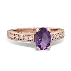 Amethyst Art Deco Engagement 7X5mm Oval 14K Rose Gold ring R26357VL