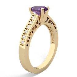 Amethyst Art Deco Engagement 7X5mm Oval 14K Yellow Gold ring R26357VL