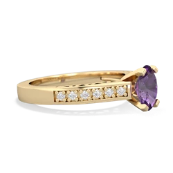 Amethyst Art Deco Engagement 7X5mm Oval 14K Yellow Gold ring R26357VL