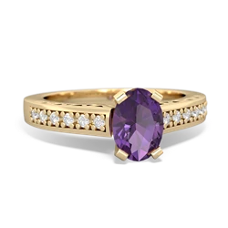 Amethyst Art Deco Engagement 7X5mm Oval 14K Yellow Gold ring R26357VL