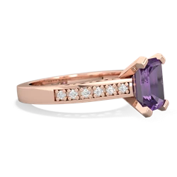 Amethyst Art Deco Engagement 8X6mm Emerald-Cut 14K Rose Gold ring R26358EM