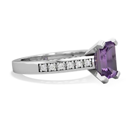 Amethyst Art Deco Engagement 8X6mm Emerald-Cut 14K White Gold ring R26358EM