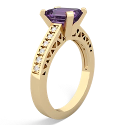 Amethyst Art Deco Engagement 8X6mm Emerald-Cut 14K Yellow Gold ring R26358EM