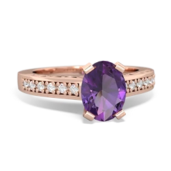 Amethyst Art Deco Engagement 8X6mm Oval 14K Rose Gold ring R26358VL