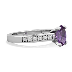 Amethyst Art Deco Engagement 8X6mm Oval 14K White Gold ring R26358VL