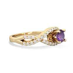 Amethyst Diamond Twist 5Mm Round Engagment  14K Yellow Gold ring R26405RD
