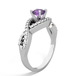 Amethyst Diamond Twist 5Mm Round Engagment  14K White Gold ring R26405RD