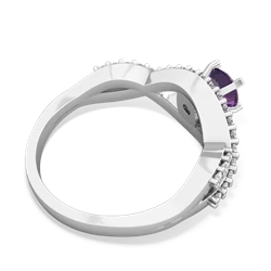 Amethyst Diamond Twist 5Mm Round Engagment  14K White Gold ring R26405RD