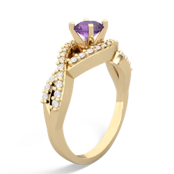 Amethyst Diamond Twist 5Mm Round Engagment  14K Yellow Gold ring R26405RD