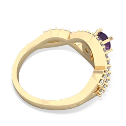 Amethyst Diamond Twist 5Mm Round Engagment  14K Yellow Gold ring R26405RD