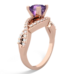 Amethyst Diamond Twist 5Mm Square Engagment  14K Rose Gold ring R26405SQ