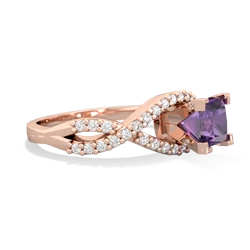 Amethyst Diamond Twist 5Mm Square Engagment  14K Rose Gold ring R26405SQ