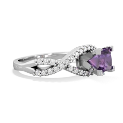 Amethyst Diamond Twist 5Mm Square Engagment  14K White Gold ring R26405SQ