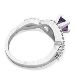 Amethyst Diamond Twist 5Mm Square Engagment  14K White Gold ring R26405SQ