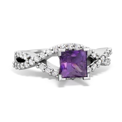 Amethyst Diamond Twist 5Mm Square Engagment  14K White Gold ring R26405SQ